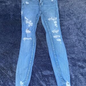American Eagle Outfitters Blue Skinny Jeans Distressed